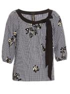 Marc Jacobs Flocked-floral Cotton-gingham Peasant Blouse