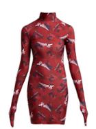 Matchesfashion.com Vetements - Spiderman Print Glove Sleeve Jersey Dress - Womens - Red