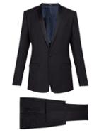 Matchesfashion.com Dolce & Gabbana - Gold Fit Satin Striped Wool Blend Suit - Mens - Navy