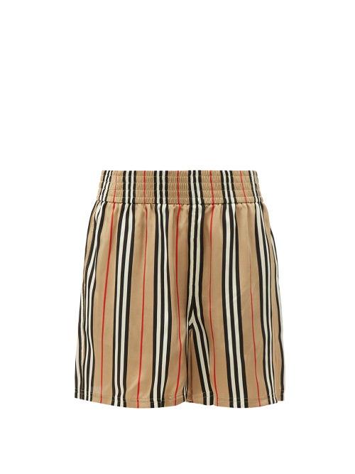 Matchesfashion.com Burberry - Icon Stripe Silk Shorts - Womens - Beige