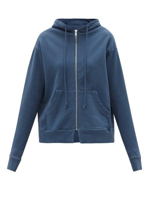 Matchesfashion.com Domi - Zipped Organic-cotton Jersey Hooded Sweatshirt - Womens - Navy