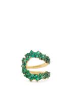 Matchesfashion.com Ana Khouri - Mirian 18kt Gold & Emerald Pav Ring - Womens - Green
