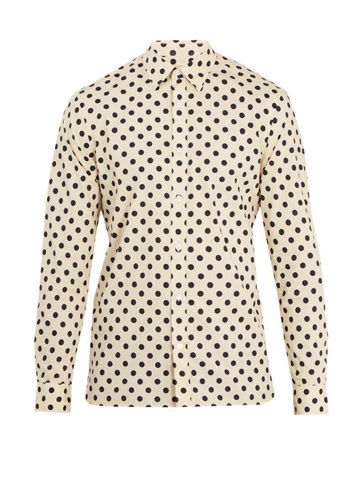 Burberry Polka-dot Print Single-cuff Cotton Shirt