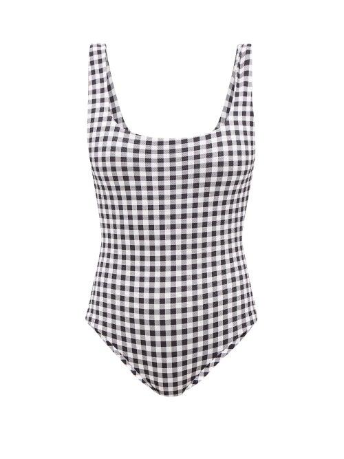 Cossie + Co - The Poppy Gingham-check Swimsuit - Womens - Black White