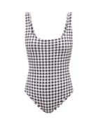 Cossie + Co - The Poppy Gingham-check Swimsuit - Womens - Black White