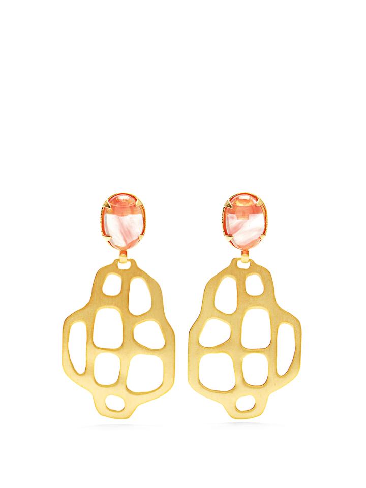 Marte Frisnes Avalon Quartz And Gold-plated Earrings