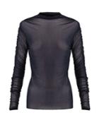Jil Sander Ruched Long-sleeve Tulle Top