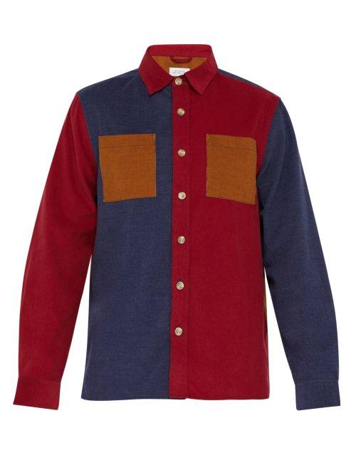 Matchesfashion.com Saturdays Nyc - Nolan Contrast Panel Corduroy Shirt - Mens - Burgundy Multi