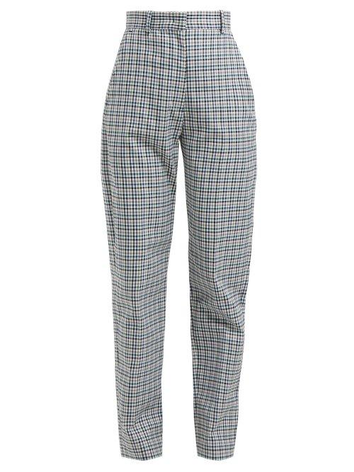 Matchesfashion.com Joseph - Electra Bowling Check High Waisted Trousers - Womens - Blue Multi