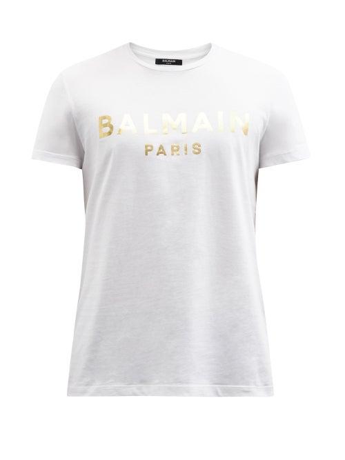 Mens Rtw Balmain - Logo-print Cotton-jersey T-shirt - Mens - White