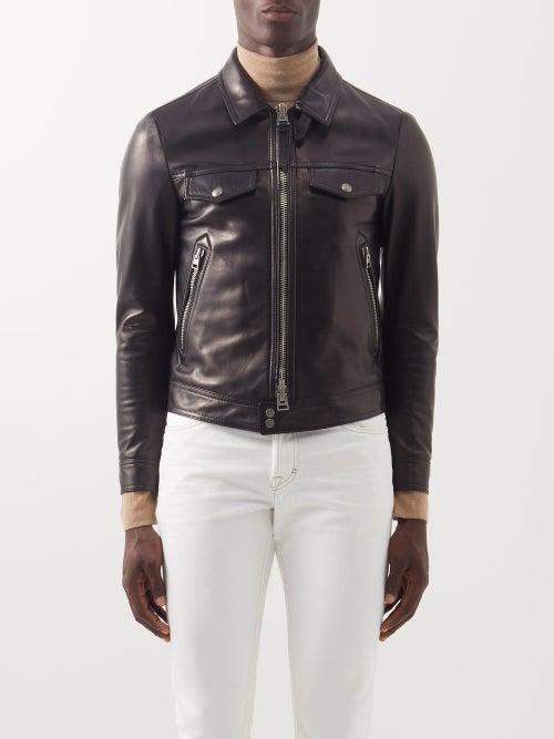 Tom Ford - Zipped Leather Jacket - Mens - Black