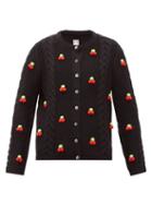 Matchesfashion.com Shrimps - Silos Cherry Cable-knit Wool-blend Cardigan - Womens - Black Multi