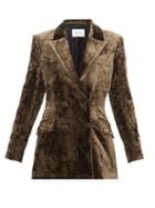 Matchesfashion.com Racil - Archie Double Breasted Crushed Velvet Jacket - Womens - Brown