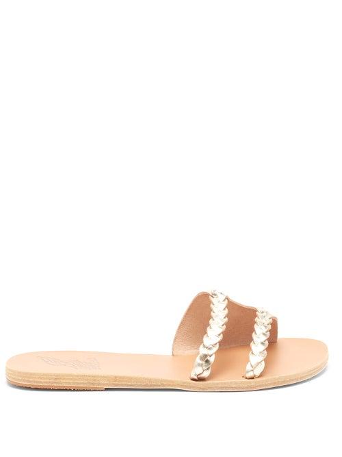 Matchesfashion.com Ancient Greek Sandals - Ieria Braided Metallic-leather Slides - Womens - Gold
