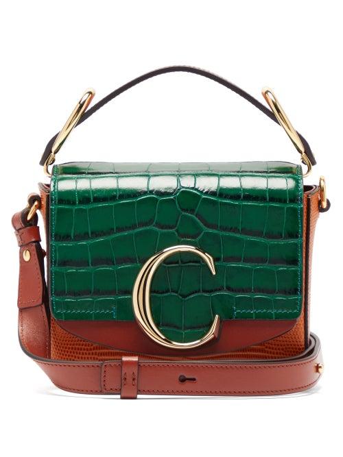 Matchesfashion.com Chlo - The C Mini Lizard Effect Leather Cross Body Bag - Womens - Tan Multi