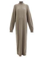 Raey - Recycled-cashmere Blend Roll-neck Dress - Womens - Dark Brown