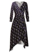 Matchesfashion.com Peter Pilotto - Graphic Spot Print Silk Wrap Dress - Womens - Navy Multi