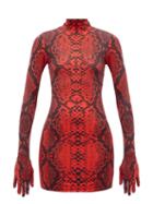 Vetements - Glove-sleeved Python-print Jersey Mini Dress - Womens - Red Multi