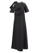 Bernadette - Winona Bow-trimmed Cutout Taffeta A-line Dress - Womens - Black