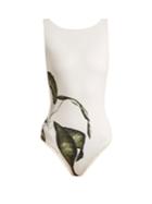 Haight Leaf-print Boat-neck Maillot Swimsuit