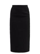 Alessandra Rich - High-rise Wool-blend Boucl Pencil Skirt - Womens - Black