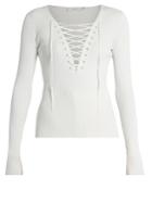 A.l.c. Solana Lace-up Ribbed-knit Top