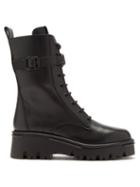 Valentino Garavani - Campsite V-logo Strap Leather Boots - Womens - Black
