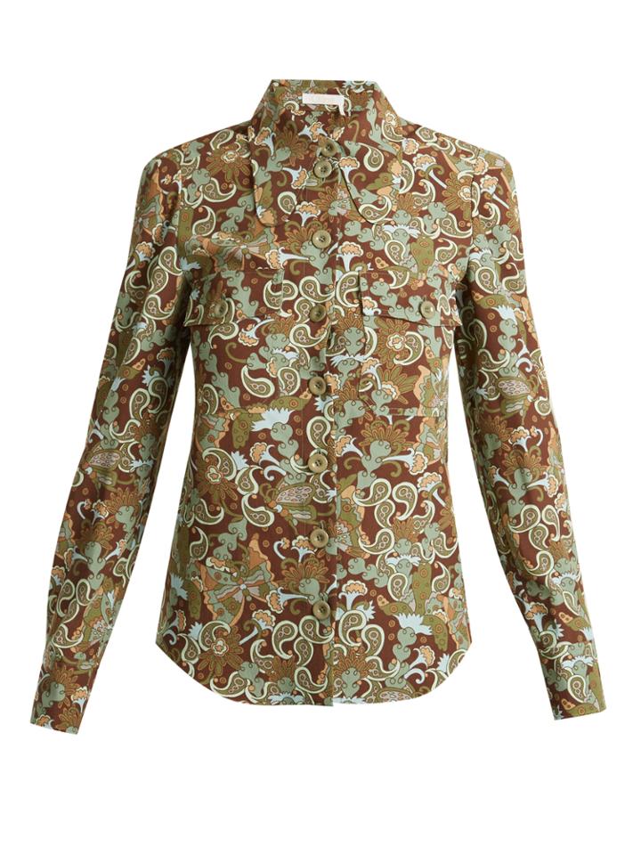 Chloé Butterfly Garden Party-print Crepe Blouse