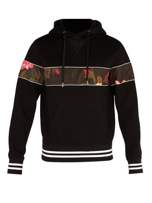 Matchesfashion.com Alexander Mcqueen - Floral Panel Hooded Neoprene Sweatshirt - Mens - Black Multi