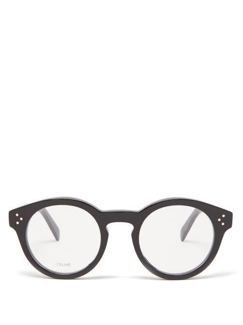 Celine Eyewear - Round Acetate Glasses - Mens - Black