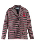 Matchesfashion.com Prada - Oversized Houndstooth Jacquard Jacket - Womens - Navy Multi