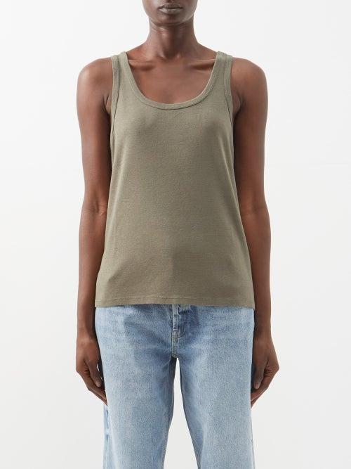 A.p.c. - X Jane Birkin Bonnie Cotton-linen Blend Tank Top - Womens - Khaki