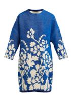 Matchesfashion.com Marit Ilison - Rever Floral Intarsia Cotton Chenille Coat - Womens - Blue Multi
