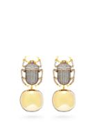 Matchesfashion.com Begum Khan - Pharaoh Party Crystal & Gold Plated Clip Earrings - Womens - Silver Gold