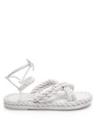 Matchesfashion.com Valentino Garavani - The Rope Ankle-tie Leather Sandals - Womens - White