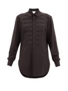 Matchesfashion.com Bottega Veneta - Quilted Silk Crepe De Chine Shirt - Womens - Brown