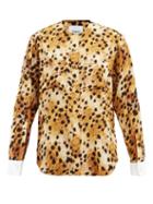 Matchesfashion.com Burberry - Contrast-cuff Leopard-print Silk Blouse - Womens - Animal