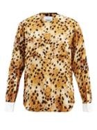 Matchesfashion.com Burberry - Contrast-cuff Leopard-print Silk Blouse - Womens - Animal