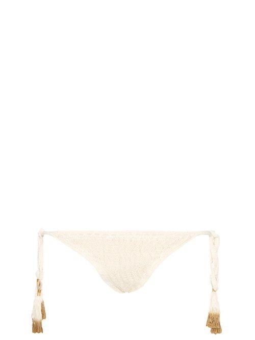 Matchesfashion.com She Made Me - Laharia Tie Side Crochet Bikini Briefs - Womens - Cream