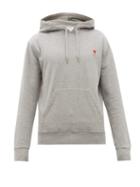 Matchesfashion.com Ami - Logo Appliqu Cotton Hooded Sweatshirt - Mens - Grey