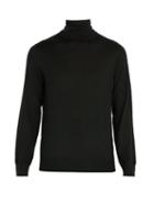 Matchesfashion.com Ermenegildo Zegna - Roll Neck Cashmere And Silk Blend Top - Mens - Green