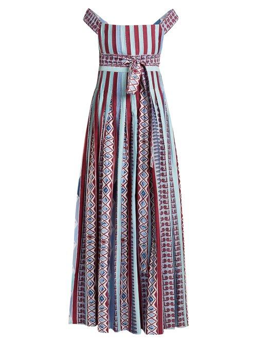 Matchesfashion.com Le Sirenuse, Positano - Gretta Arlechino Print Cotton Dress - Womens - Blue Multi