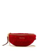 Matchesfashion.com Miu Miu - Matelass Quilted Velvet Belt Bag - Womens - Red