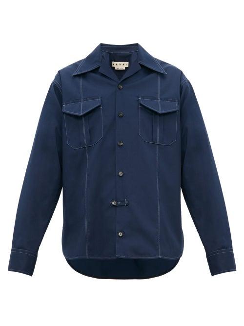 Matchesfashion.com Marni - Safari Pocket Canvas Shirt - Mens - Navy