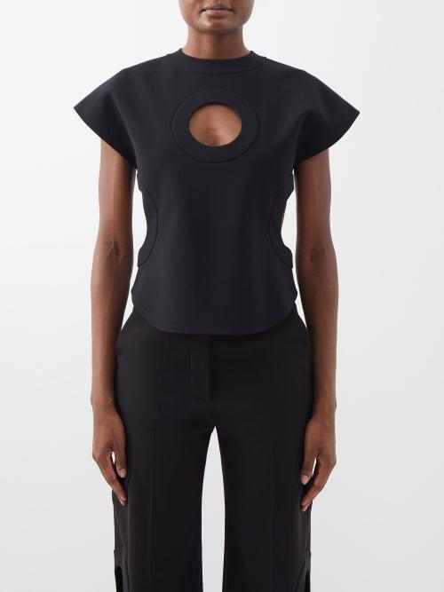 A.w.a.k.e. Mode - Cutout Crepe T-shirt - Womens - Black