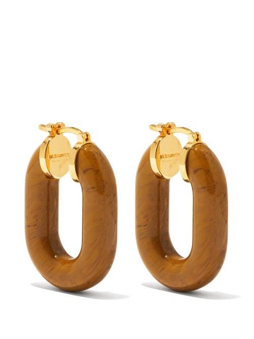 Jil Sander - Tortoiseshell-effect Acetate Earrings - Womens - Brown
