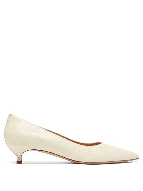 Matchesfashion.com Gabriela Hearst - Sebastian Watersnake Pumps - Womens - Cream