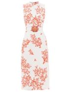 Andrew Gn - Embellished Coral-print Silk Dress - Womens - White Print