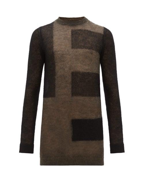 Matchesfashion.com Rick Owens - Abstract Stripe Mohair Blend Sweater - Mens - Black Brown