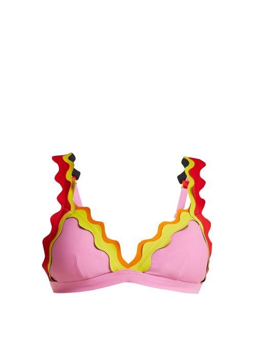 Matchesfashion.com Rye - Giggles Scallop Edged Triangle Bikini Top - Womens - Pink Multi